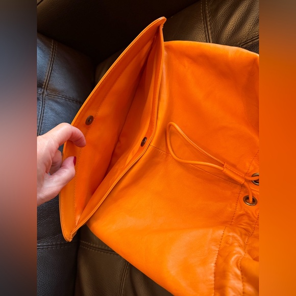 Orange Quilted Convertible Shoulder Bag - Picture 8 of 15